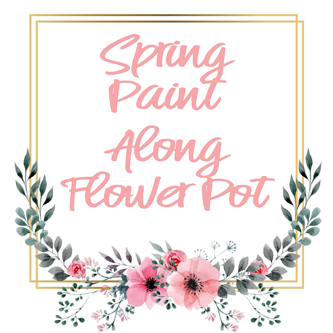 Spring paint along piece, Flower pot with flowers