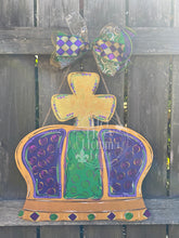 Load image into Gallery viewer, 20” Mardi Gras Crown Door Hanger
